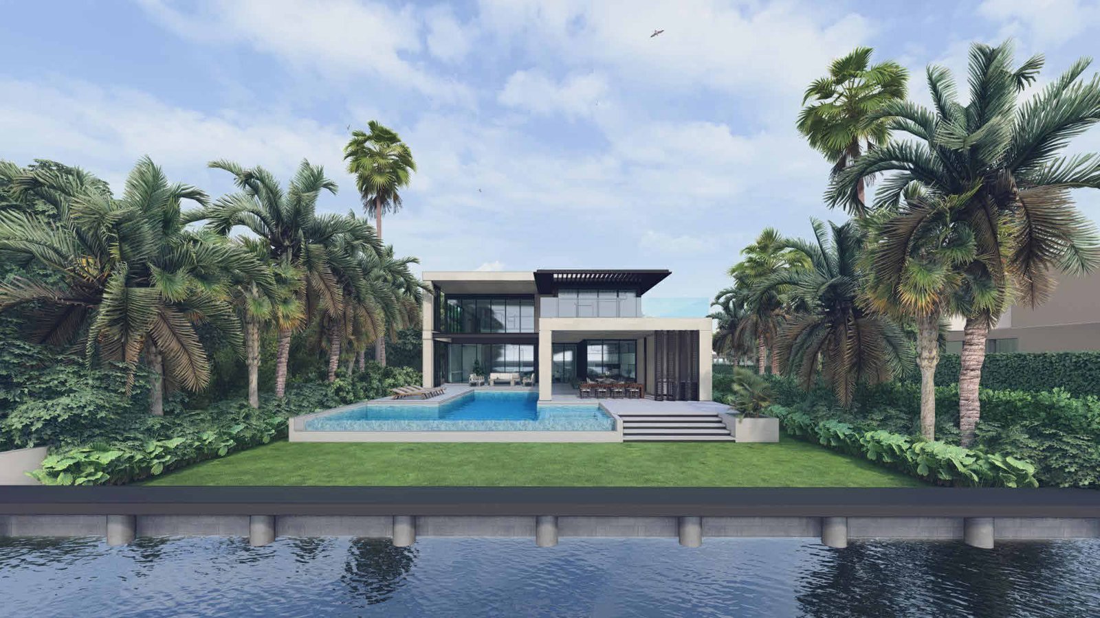 Waterfront pool rendering